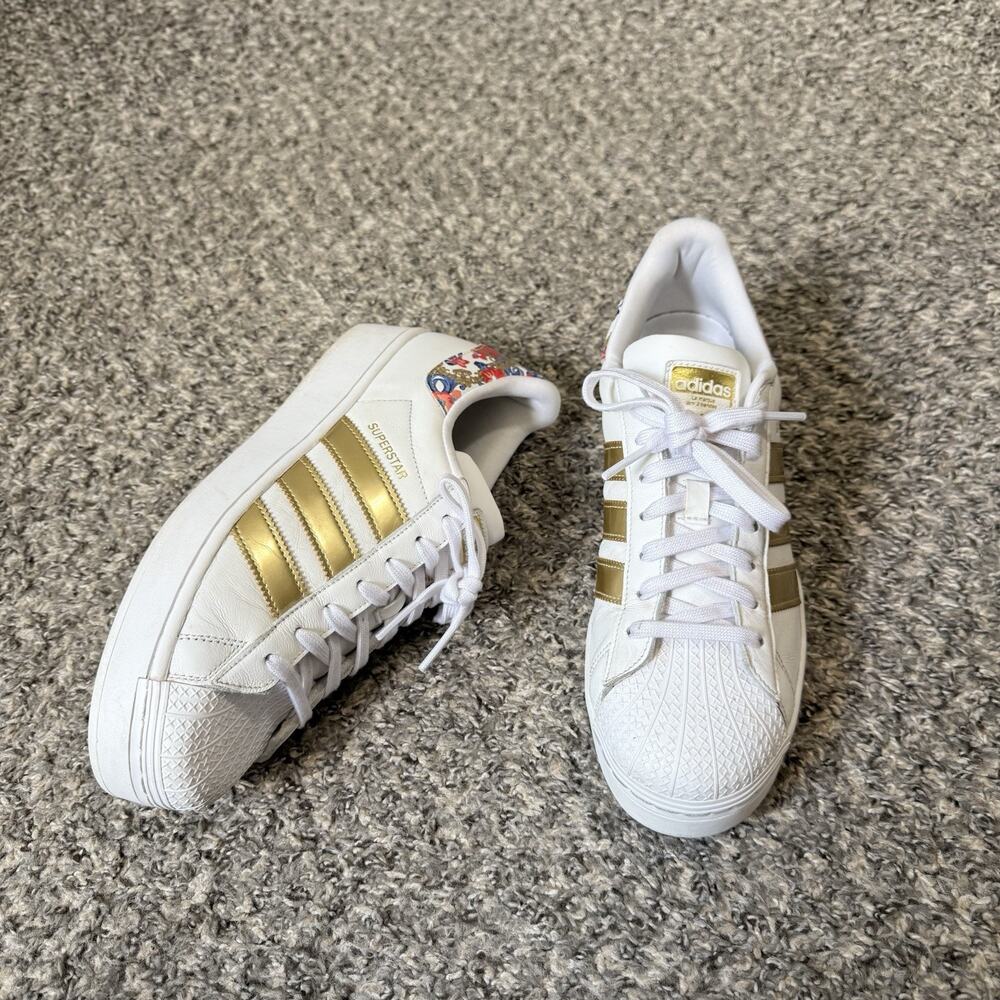 HER Studio London x Adidas Superstar Floral Sneakers Platform White Gold Size 10